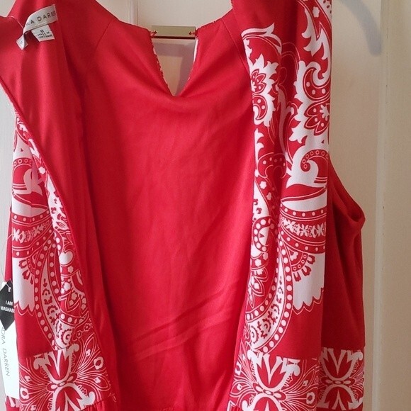 NWT SANDRA DARREN MAXIDRESS RED WHITE SIZE 8 - Picture 7 of 10